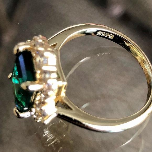 18kt Gold Plated Green Emerald CZ Ring - Picture 7 of 10